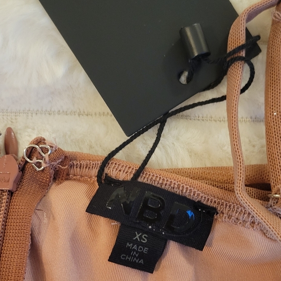 NBD Natasha Ruched Maxi Dress in Mocha Mauve Side Slit Spaghetti Straps Size XS - Picture 2 of 3